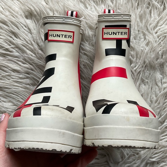 Hunter Original Play Exploded Wellington Short White Rubber Rain Boots EUC Sz 8 - Picture 6 of 13